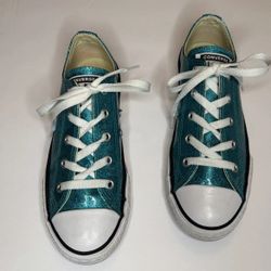 Vinyl, Teal Glitter Converse Shoes EUC Pre-loved-Size 3 US JR/womens 5 Rare Find