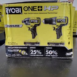 Ryobi One+ 18V HP Brushless Drill & Impact Driver W/ Two 2 Ah Batteries PBLCK01K