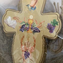 First Communion Wood Wall Cross with Organza Gift Bags Baptism Favors for Guests Christian Gifts Cruz De Madera Recuerdo De Primera Comunion Recuerdos