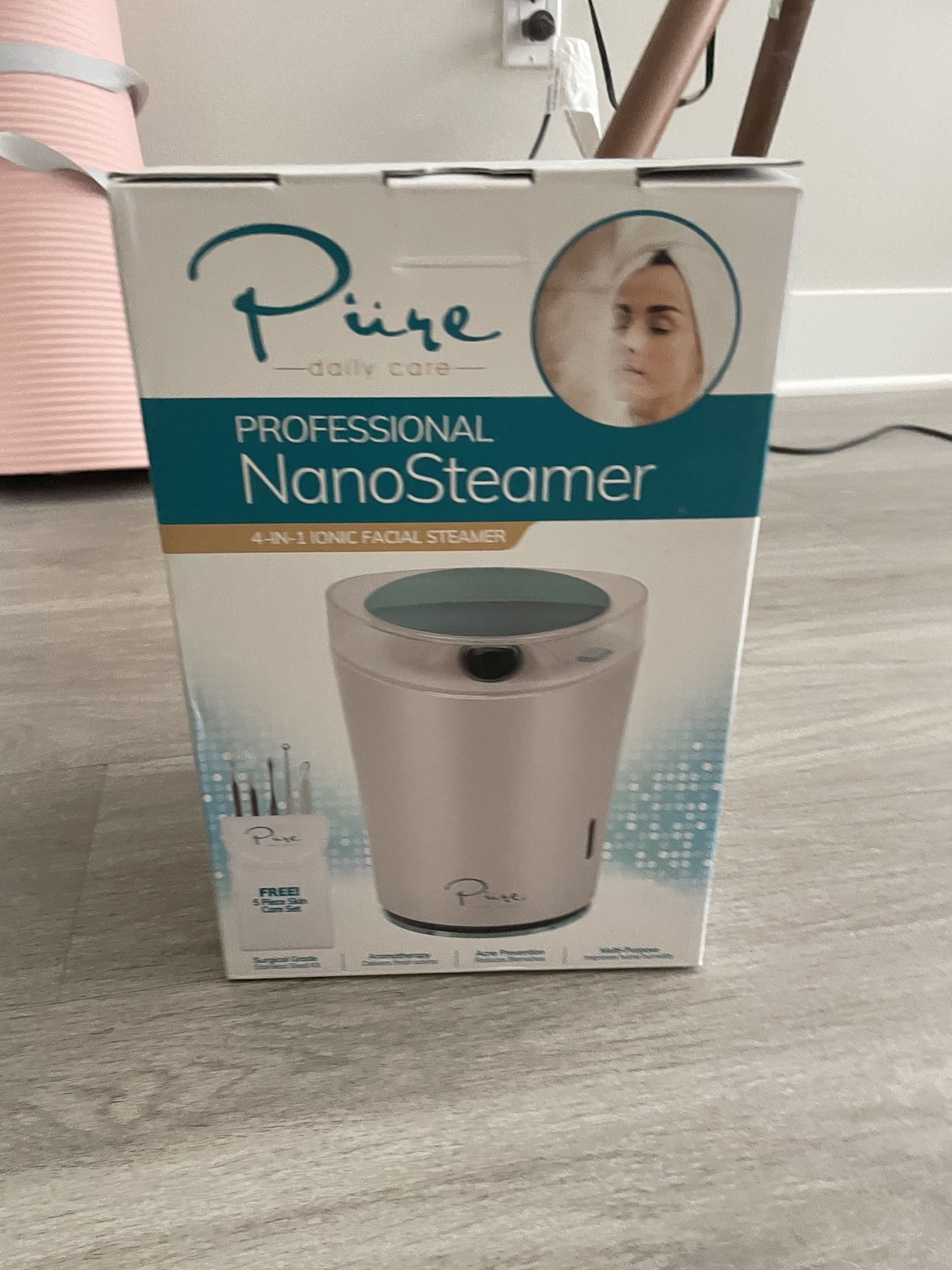 NanoSteamer PRO Professional 4-in-1 Nano Ionic Facial Steamer for Spas - 30 Min Steam Time - Humidifier - Unclogs Pores - Blackheads - Spa Quality - 5