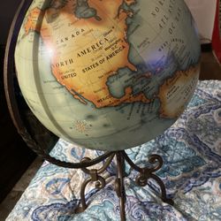 Vintage Globe With Brass Stand