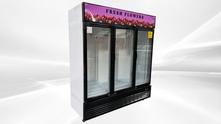 NSF 3 Glass Door Floral Cooler Swinging Door 74 in Flower1...