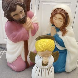 Vintage Christmas Blow Molds Joseph Mary Angel