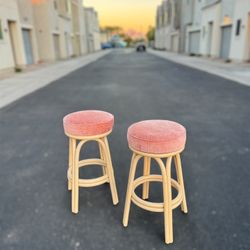 Rattan Vintage Swivel Bar Counter Stools