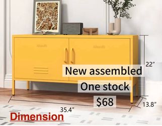 🥨Wide Lockable Metal TV Stand with Accent Cabinet Locker, Heavy Duty Entertainment Center for Bedroom, Adjustable Shelves & 2 Doors, Multifunctional 