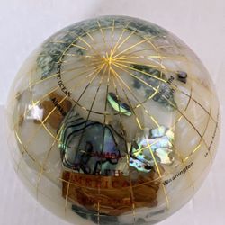 Vintage Alexander Kalifano Mother of Pearl & Gemstone Globe Paperweight