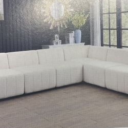 White Microfiber Modular Sectional Couch 