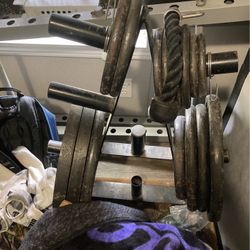 Weights And Power Rack With Lat Pull-down And Row Attachment 