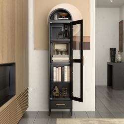 Metal and glass bookcases