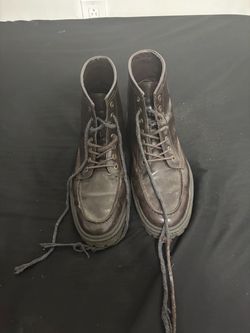 Dark Brown Leather Lace-Up Ankle Boots