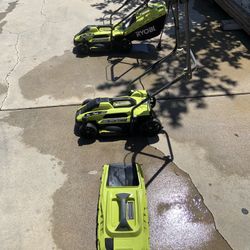 13 In. RYOBI LAWN MOWER. USED IT ABOUT 2 TIMES SO 9/10 CONDITION. TAKE 1 FOR $70, BOTH FOR $120.