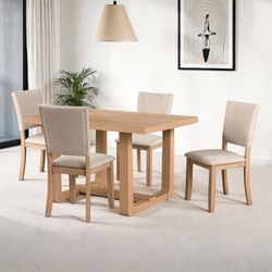NATURAL TONES 5 PIECE DINING KITCHEN TABLE SET
