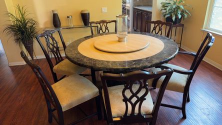 Dining table with six chairs