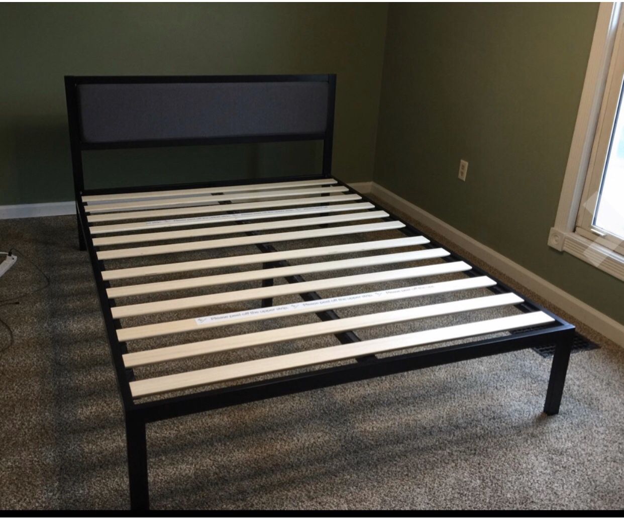 New in a box king size platform bed frame with headboard