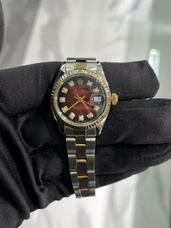 Womens Rolex Two Tone 26mm Wine Red