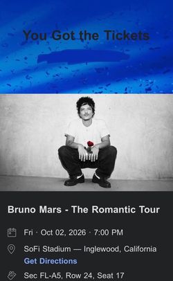 Bruno Mars Floor Ticket