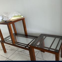 Glass Coffee Table With Two Side Tables 