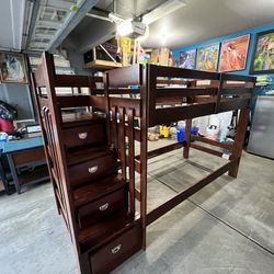 Oak Wood Bunk Bed 