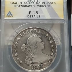RARE U.S. GREAT 1803 DROPPED BUST SILVER  ONE DOLLAR. 