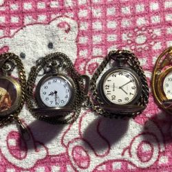 3 Pocket Watches Good Works For $ 25 Dollars All 