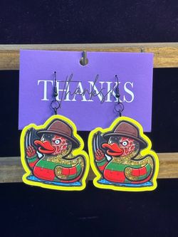 Freddy Krueger Shakers Acrylic Duck Dangle Earrings