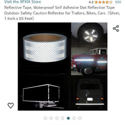 4.2 333 Reflective Tape, Waterproof Self Adhesive Dot Reflective Tape Outdoor Safety Caution Reflector for Trailers, Bikes, Cars (Silver, Inch x 65 Fe