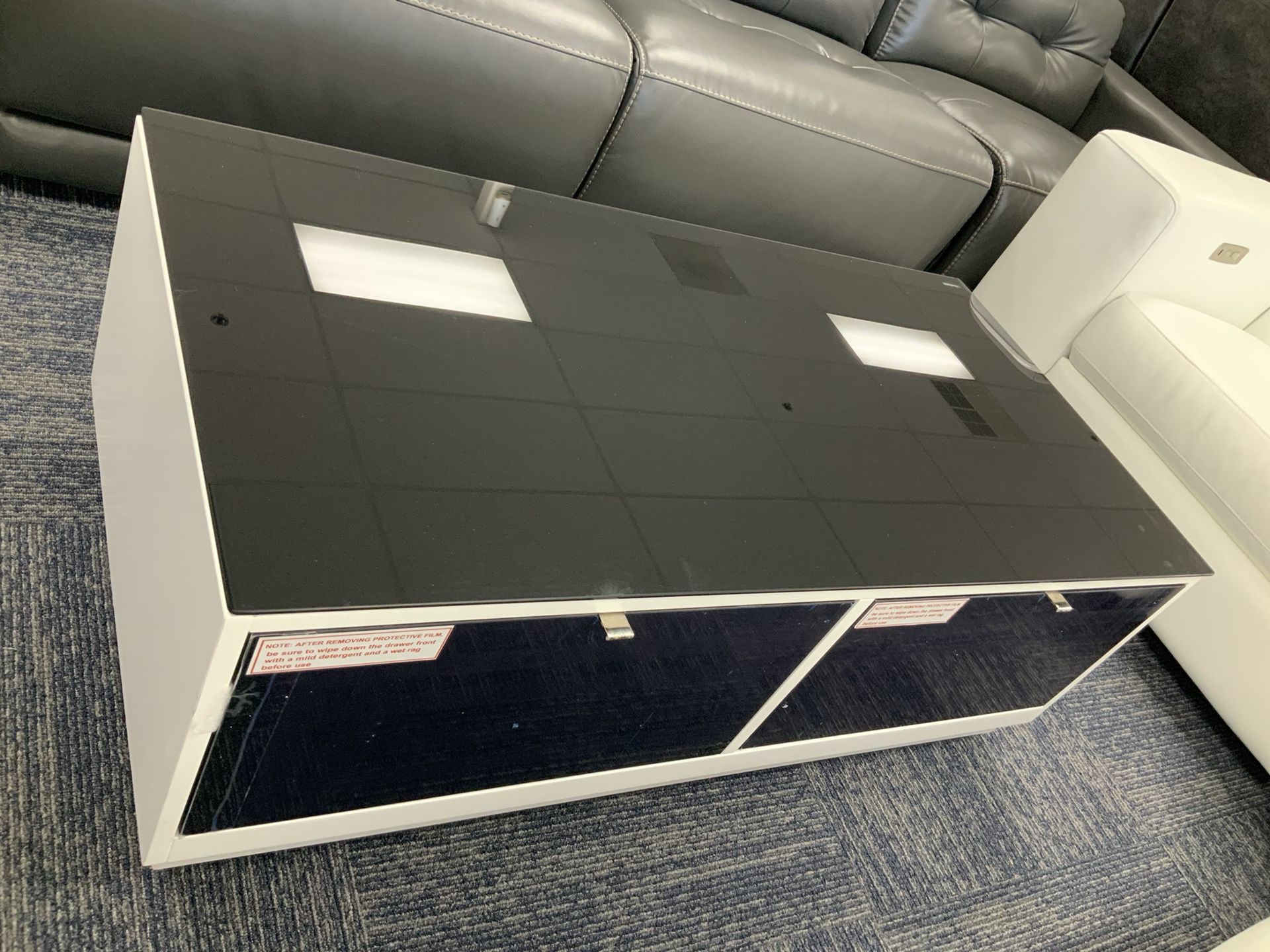 White Glass Top Coffee Table