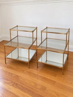 West Elm Side Tables Terrace Mirrored Glass Gold 2