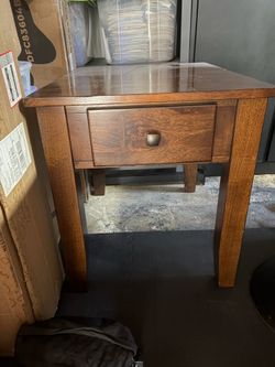 Solid wood side table with drawer