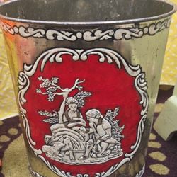Mid Century Tin Trash Can 