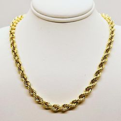 25” 5mm 10k Gold Diamond Cut Rope Necklace