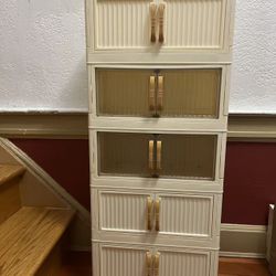 Five-layer/Three-layer Large-capacity Wheeled with Door Storage Box, High-end Foldable Organizing Bo