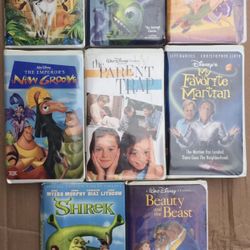 8 Walt Disney VHS Tapes Beauty & The Beast-Shrek +++ In Original Cases In GC+