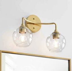 New 17-in 2 Light Origin 21 Freya Brushed Gold Farmhouse Bathroom Vanity light Wet Rated Hardwired