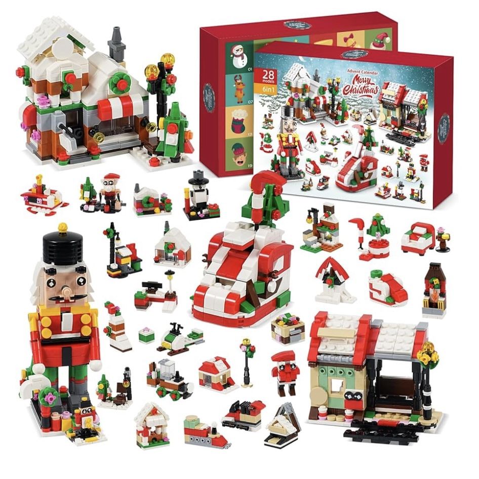 Christmas Advent Calendar 2025 with 1075 Pcs Building Blocks for Kids, 24 Days Christmas Countdown Calendars 24 In 4 Building Blocks Stem Toys for Boy