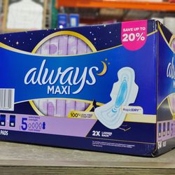 Always Maxi Extra Heavy Overnight Pads with Flex-Wings, Unscented - Size 5, 54 ct.