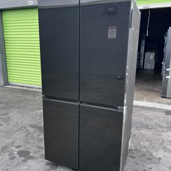 Samsung Bespoke 23 cu. ft. Counter Depth 4-Door Flex French Door Refrigerator in  black grass with Beverage Center