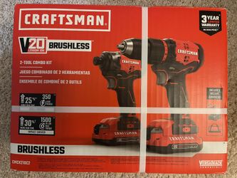 CRAFTSMAN V20 2-Tool 20-Volt Max Brushless Power Tool Combo Kit with Soft Case (2-Batteries Included and Charger Included)