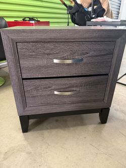 2-Drawer Nightstand Gray Wood Finish