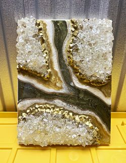 Handmade Resin & Quartz Geode Crystal Wall Art