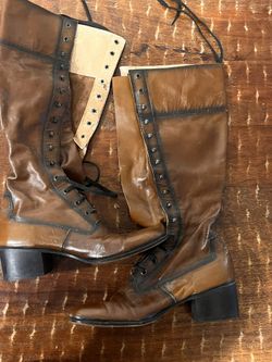 Vintage Lace Up Leather Boots  Size 7 