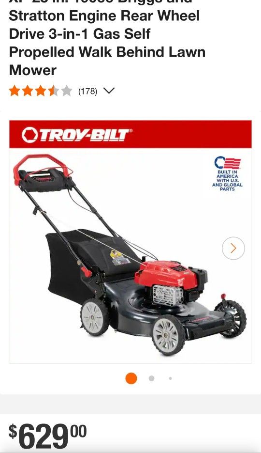 Gas Lawn Mower
Troy-Bilt Gas Self-Propelled Lawn Mower
(Making Way For New Inventory Sale!)