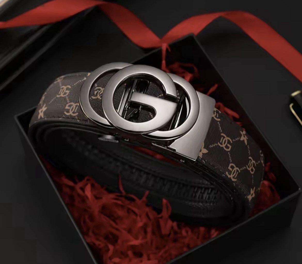 Men’s Genuine Leather Belt – Automatic Metal Buckle Luxury Designer Strap