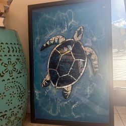 HANDMADE Framed Turtle Art 