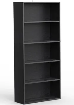 2 black bookshelves