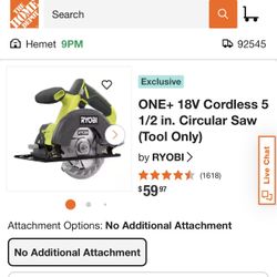 RYOBI  ONE + 18V Cordless 5 1/2 In Circular Saw 