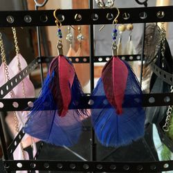 Blue Feather Earrings 