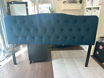 King Size Navy Blue Upholstered Tufted Headboard