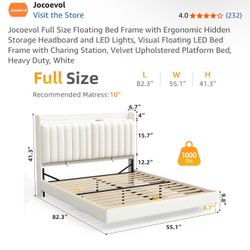Full size bed frame with mattress, nightstands and dresser