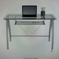 Glass Computer Desk. Silver 